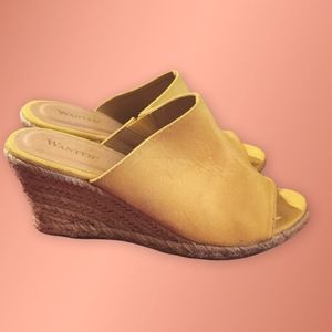 WANTED brand yellow suede wedges